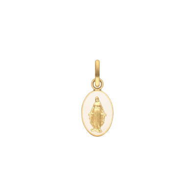 Médaille Arthus Bertrand Vierge Miraculeuse en or jaune poli et laque ivoire, 13mm