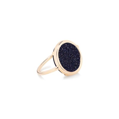 Bague Ginette NY BABY DISC RING en or rose et pierre de sable bleue