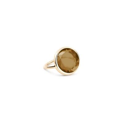 Bague Ginette NY DISC RING en or rose et quartz fumé