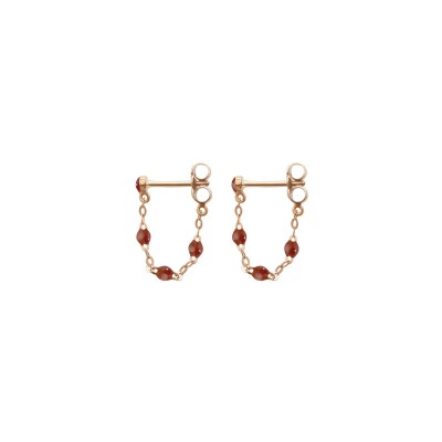 Boucles d'oreilles Gigi Clozeau Classique en or rose et résine moka