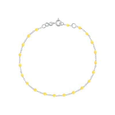 Bracelet Gigi Clozeau Classique en or blanc et résine jaune citron, 17cm
