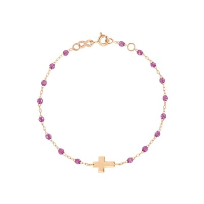 Bracelet Gigi Clozeau Croix en or rose et résine galaxy, 17cm