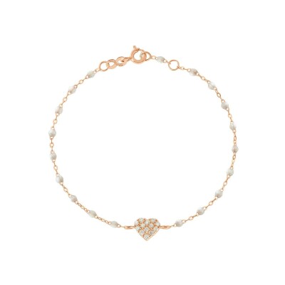 Bracelet Gigi Clozeau In Love en or rose, résine opale et diamants, taille 17cm