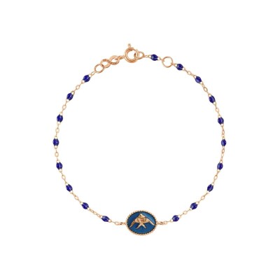 Bracelet Gigi Clozeau Poisson Ange en or rose et résine bleu saphir, taille 17cm