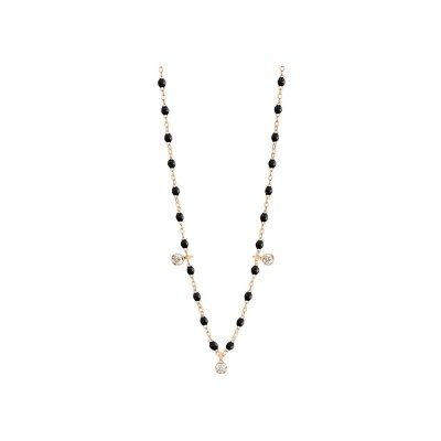 Collier Gigi Clozeau Gigi Suprême en or rose, résine noir et diamants, taille 45cm