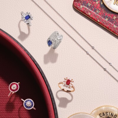 Bague Casino en or blanc, saphirs et diamants