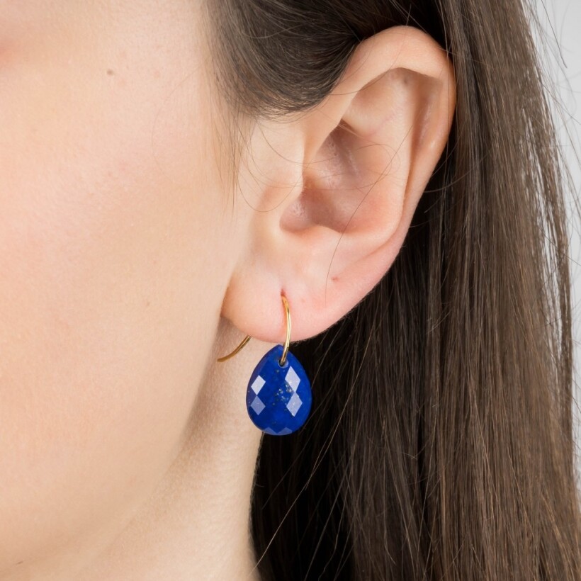 Boucles d'oreilles Morganne Bello Friandise en or jaune et lapis lazuli