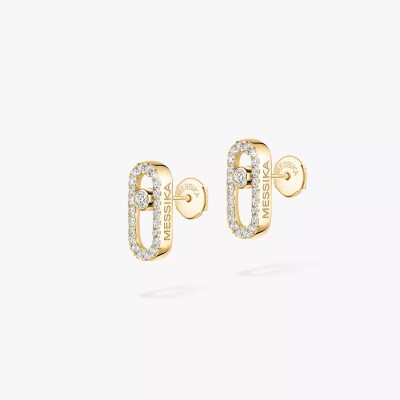 Boucles d'oreilles Messika Move Uno pavées en or jaune et diamants