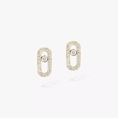 Boucles d'oreilles Messika Move Uno pavées en or jaune et diamants