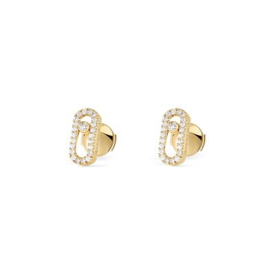 Boucles d'oreilles Messika Move Uno pavées en or jaune et diamants