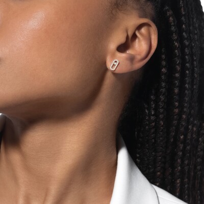 Boucles d'oreilles Messika Move Uno pavées en or jaune et diamants