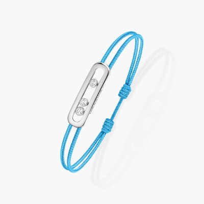 Bracelet cordon Messika Care(s) bleu en or blanc et diamants