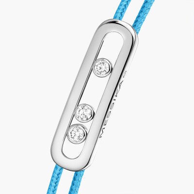 Bracelet cordon Messika Care(s) bleu en or blanc et diamants