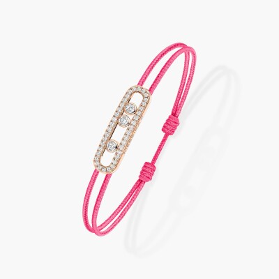 Bracelet cordon Messika Care(s) rose pavé en or rose et diamants