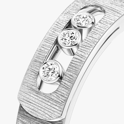 Bague Messika Move Noa ciselé en or blanc et diamants