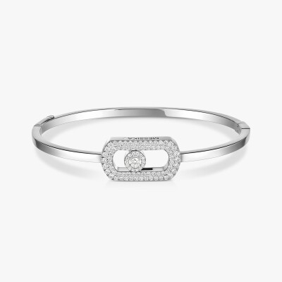 Bracelet jonc Messika So Move pavé en or blanc et diamants
