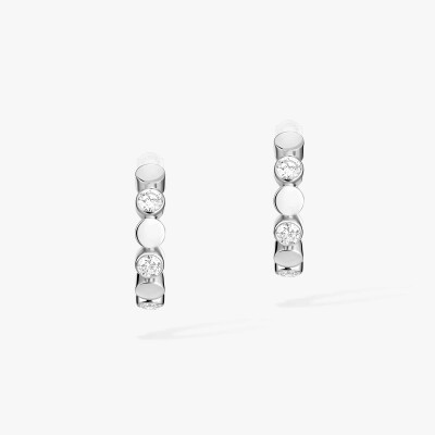 Boucles d'oreilles créoles Messika D-Vibes en or blanc et diamants