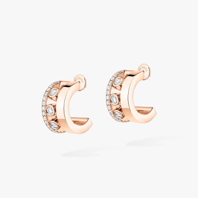 Boucles d'oreilles mini créoles Messika Move Romane en or rose et diamants