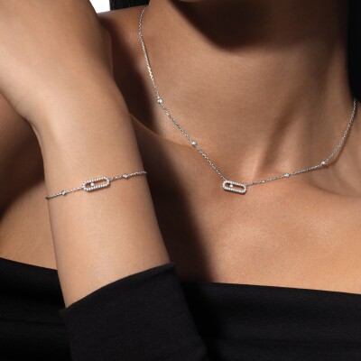 Collier Messika Move Uno pavé en or blanc et diamants