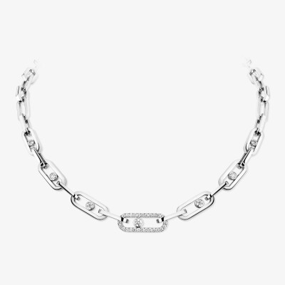 Collier Messika Move Link en or blanc et diamants