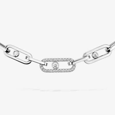 Collier Messika Move Link en or blanc et diamants