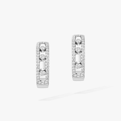 Boucles d'oreilles créoles Messika Move Classique pavées en or blanc et diamants