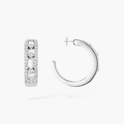 Boucles d'oreilles créoles Messika Move Classique pavées en or blanc et diamants