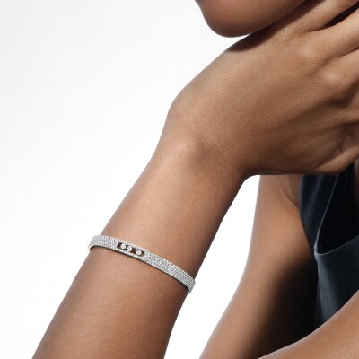 Bracelet bangle Messika Move Noa pavé en or blanc et diamants