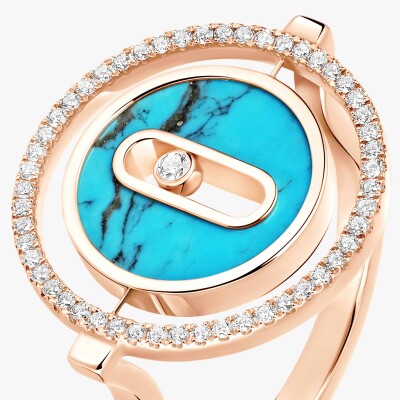 Bague Messika Lucky Move PM en or rose, turquoise et diamants