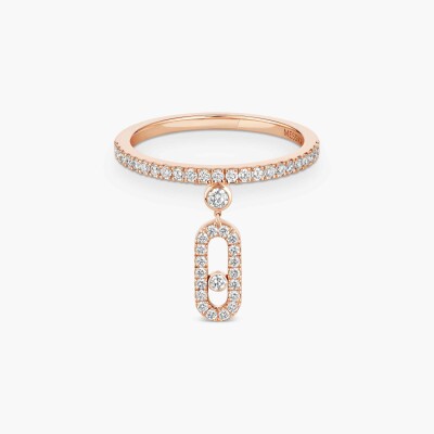 Bague Messika Move Uno Pampille pavée en or rose et diamants