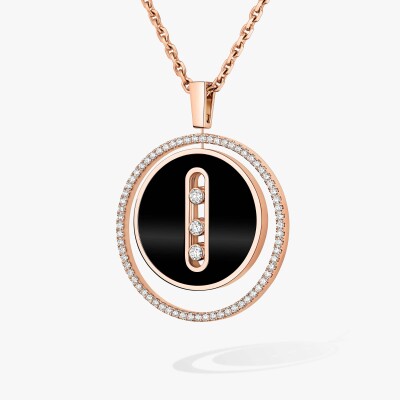 Collier Messika Lucky Move en or rose, diamants et onyx, MM