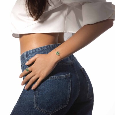 Bague Messika Lucky Move PM en or jaune, malachite et diamants