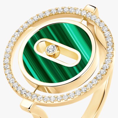 Bague Messika Lucky Move PM en or jaune, malachite et diamants