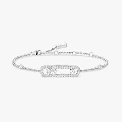 Bracelet Messika Baby Move pavé en or blanc et diamants