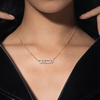 Collier Messika Move Classique pavé en or rose et diamants
