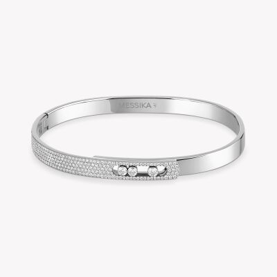 Bracelet bangle Messika Move Noa PM pavé en or blanc et diamants
