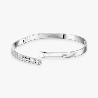 Bracelet bangle Messika Move Noa PM pavé en or blanc et diamants