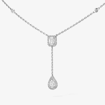 Collier cravate Messika My Twin Cravate en or blanc et diamants 2x0.10ct