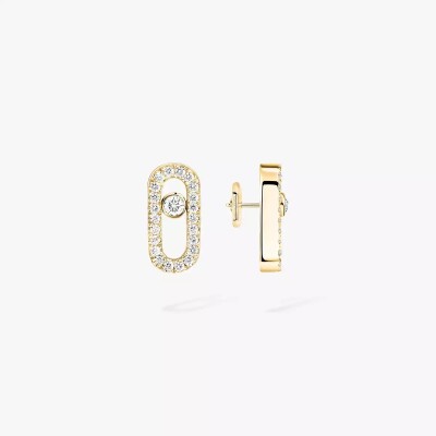 Boucles d'oreilles Messika Move Uno pavées en or jaune et diamants