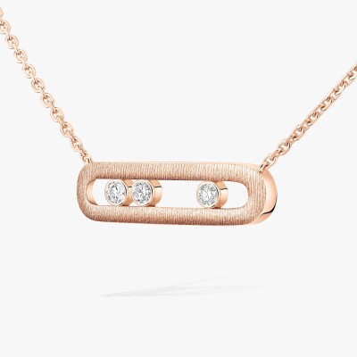 Collier Messika Move Classique ciselé en or rose et diamants