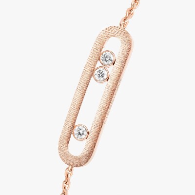 Bracelet Messika Move Classique ciselé en or rose et diamants