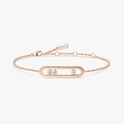 Bracelet Messika Move Classique ciselé en or rose et diamants