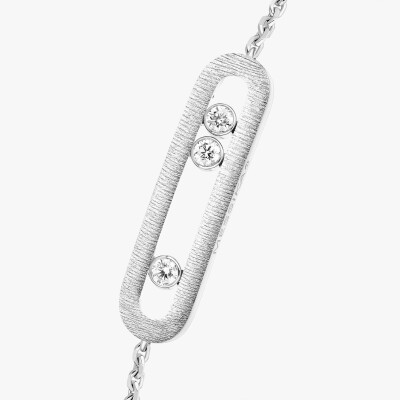 Bracelet Messika Move Classique ciselé en or blanc et diamants