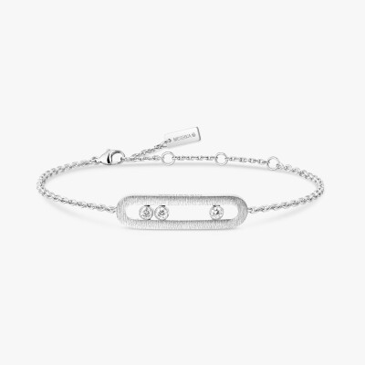 Bracelet Messika Move Classique ciselé en or blanc et diamants