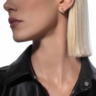 Boucles d'oreilles mini créoles Messika Move Romane en or rose et diamants