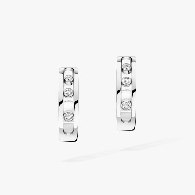 Boucles d'oreilles créoles Messika Move Classique en or blanc et diamants
