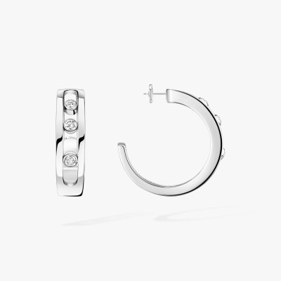 Boucles d'oreilles créoles Messika Move Classique en or blanc et diamants