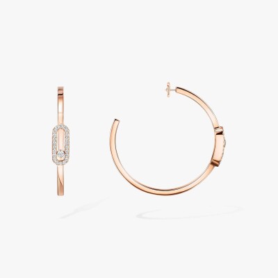 Boucles d'oreilles créoles Messika Move Uno PM en or rose et diamants