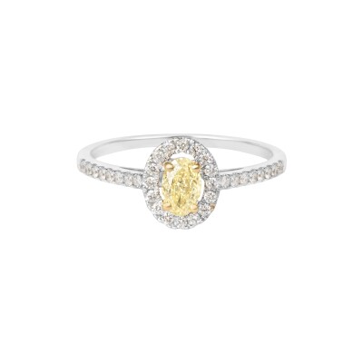 Bague Spring en or blanc, diamant jaune et diamants