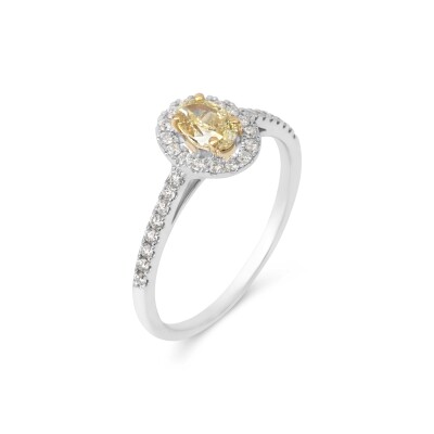 Bague Spring en or blanc, diamant jaune et diamants